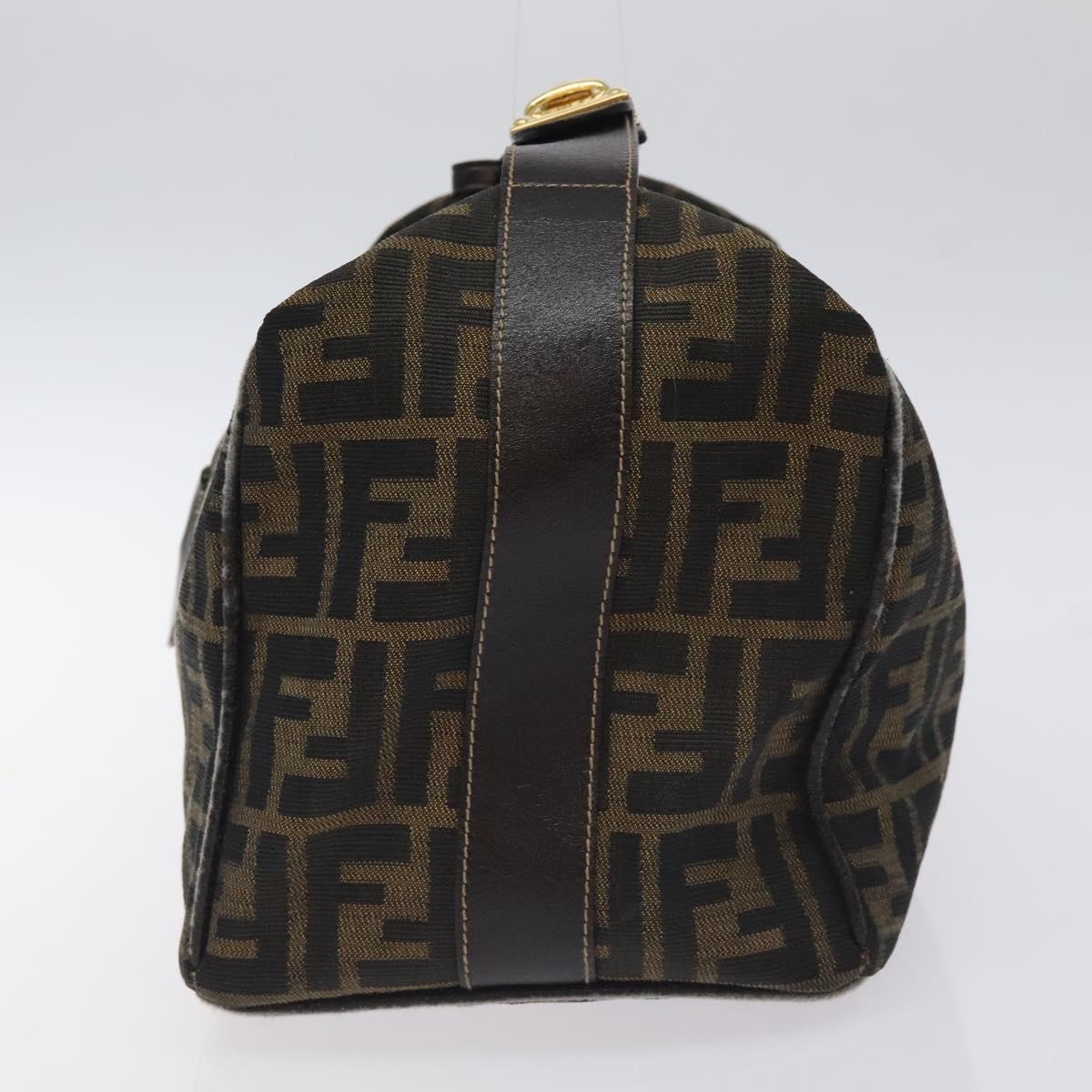 FENDI Zucca Canvas Hand Bag Black Brown Auth 128557