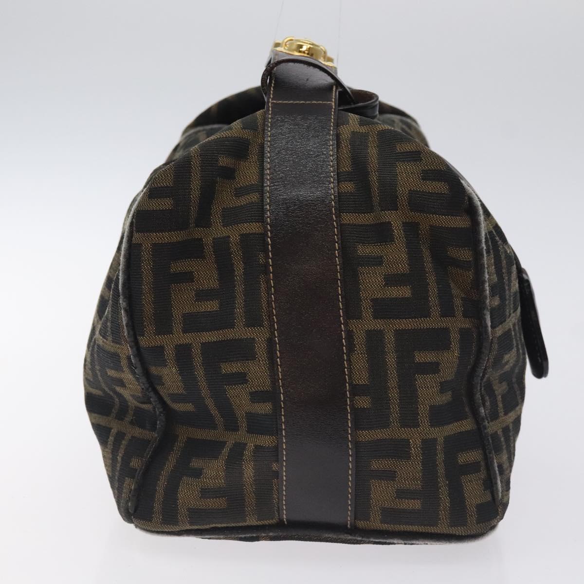 FENDI Zucca Canvas Hand Bag Black Brown Auth 128557