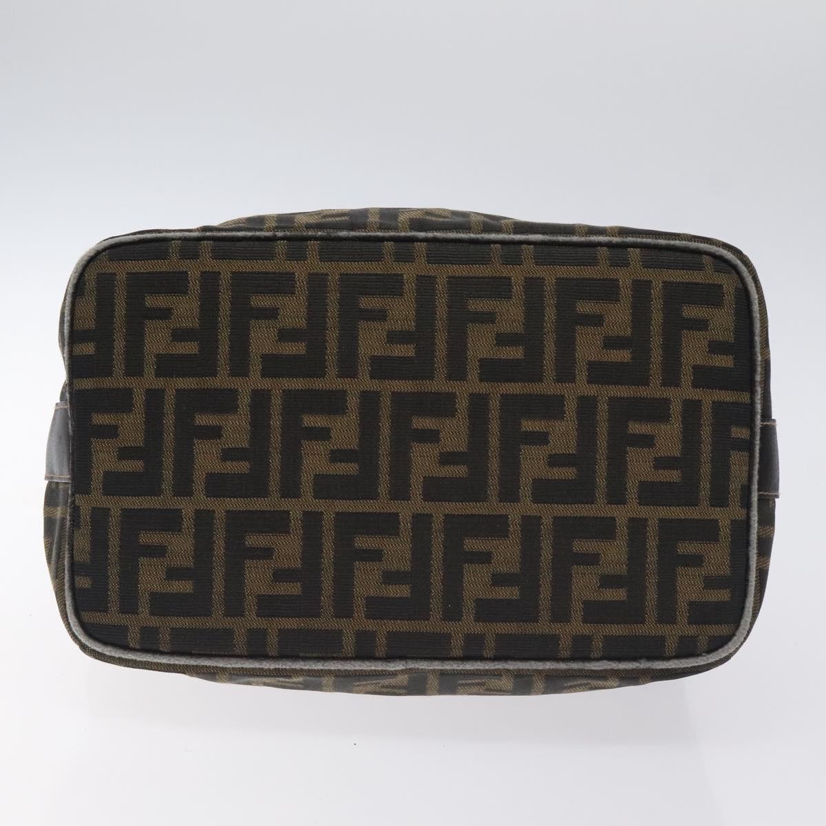 FENDI Zucca Canvas Hand Bag Black Brown Auth 128557