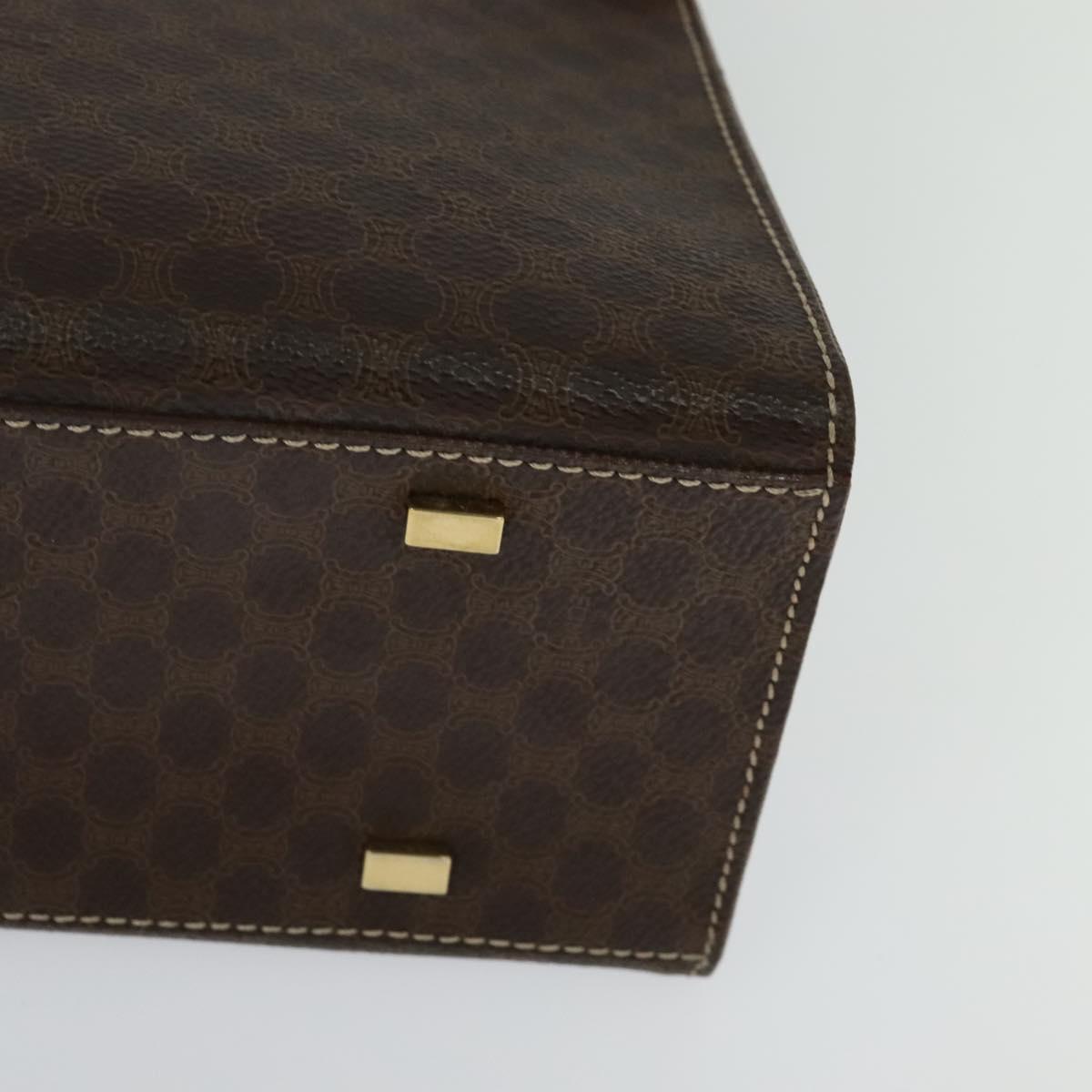 CELINE Macadam Canvas Hand Bag PVC Leather Brown Gold Auth 128609