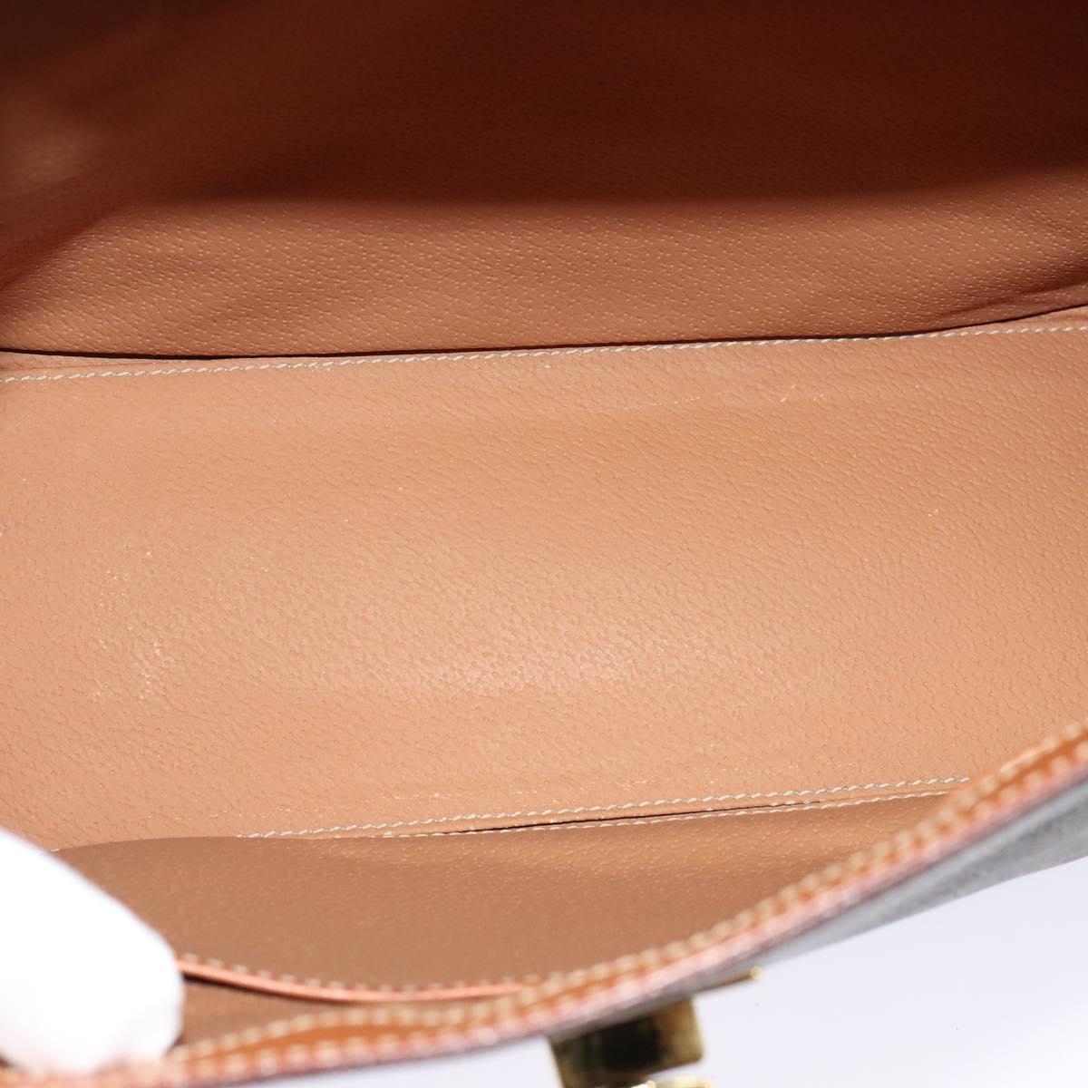 CELINE Macadam Canvas Hand Bag PVC Leather Brown Gold Auth 128609