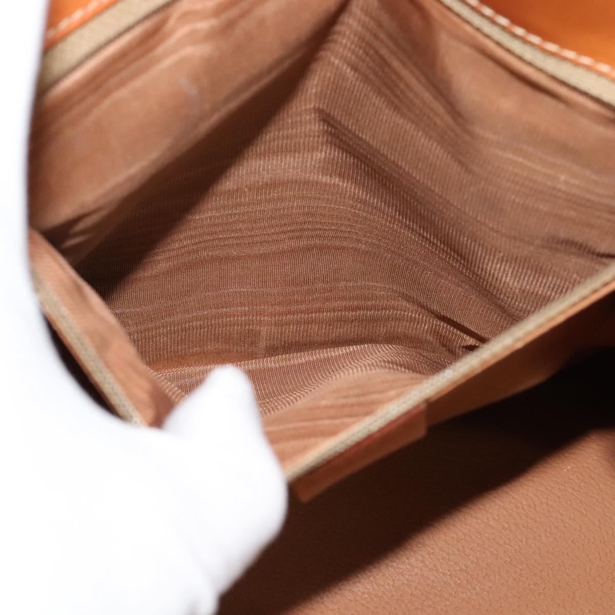 CELINE Macadam Canvas Hand Bag PVC Leather Brown Gold Auth 128609