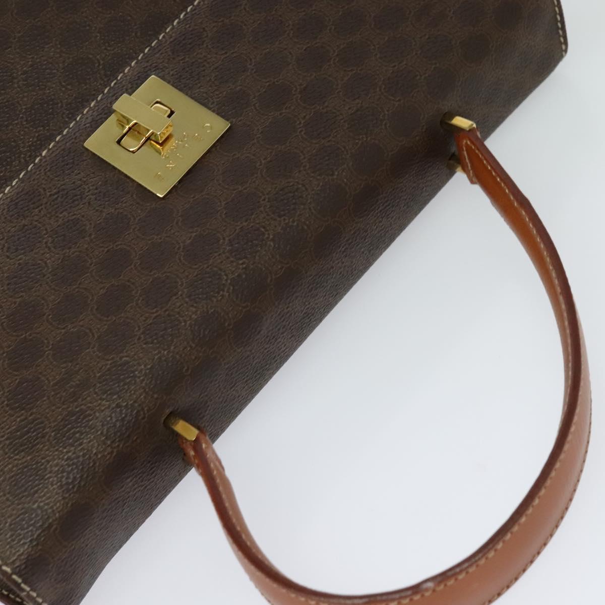 CELINE Macadam Canvas Hand Bag PVC Leather Brown Gold Auth 128609