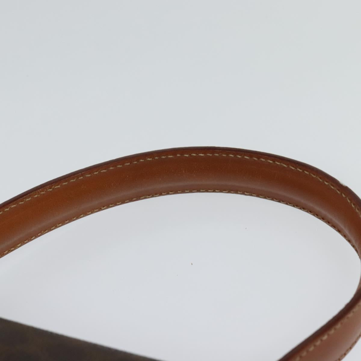 CELINE Macadam Canvas Hand Bag PVC Leather Brown Gold Auth 128609