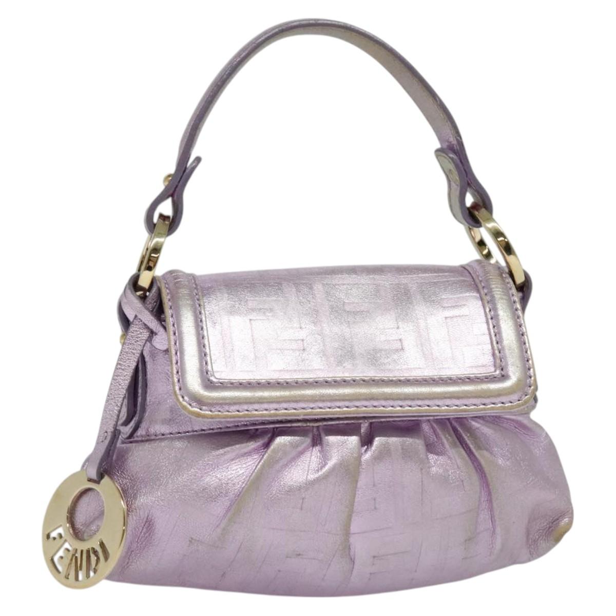 FENDI Zucca Canvas Hand Bag Gold Pink Auth 128635