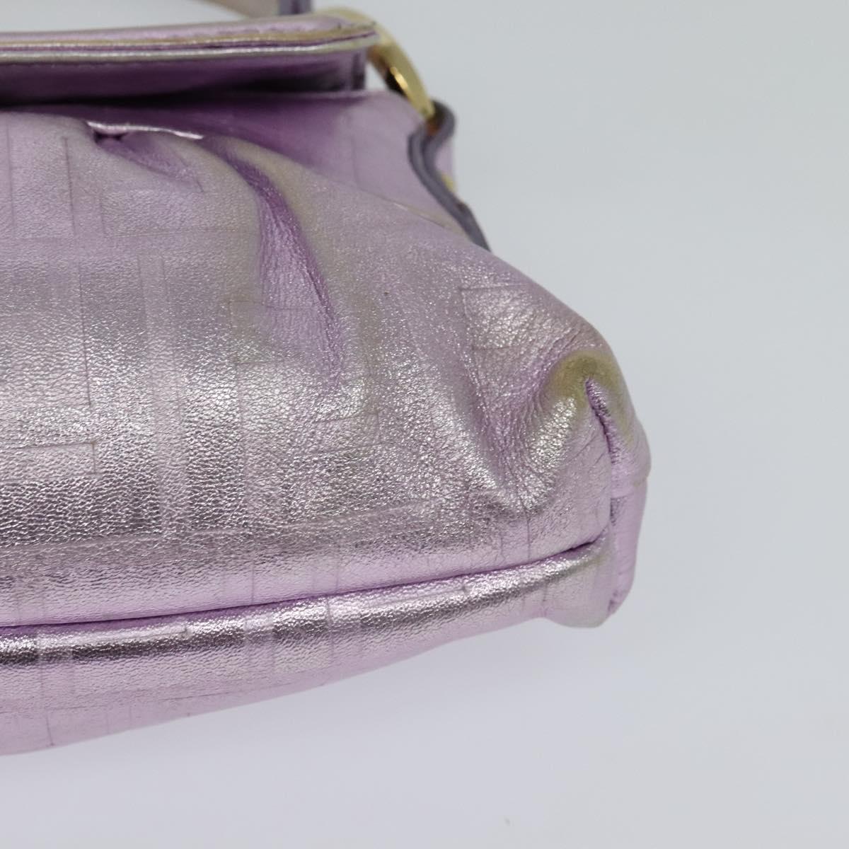 FENDI Zucca Canvas Hand Bag Gold Pink Auth 128635