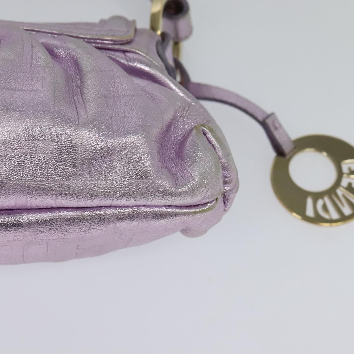 FENDI Zucca Canvas Hand Bag Gold Pink Auth 128635