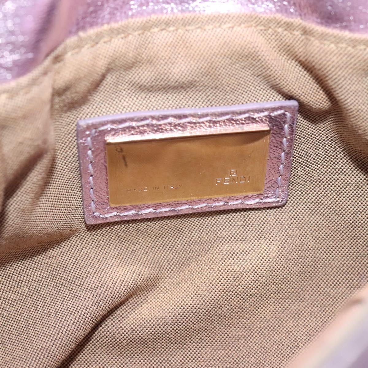 FENDI Zucca Canvas Hand Bag Gold Pink Auth 128635