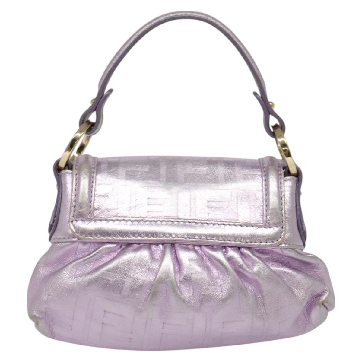 FENDI Zucca Canvas Hand Bag Gold Pink Auth 128635