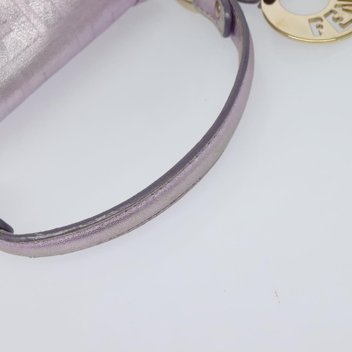 FENDI Zucca Canvas Hand Bag Gold Pink Auth 128635