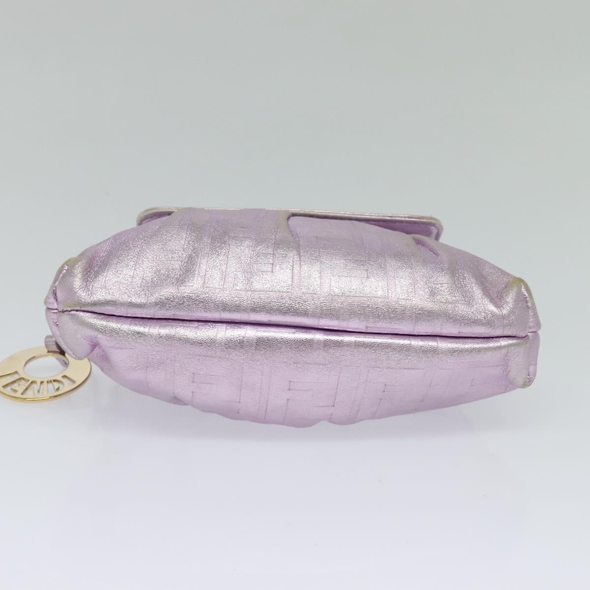 FENDI Zucca Canvas Hand Bag Gold Pink Auth 128635