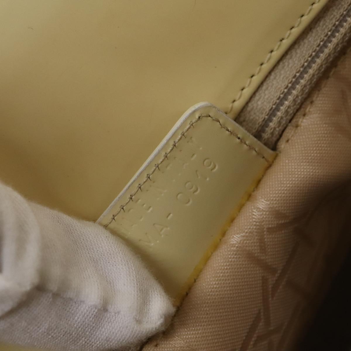 Christian Dior Hand Bag Patent leather 2way Ivory Silver Auth 128638