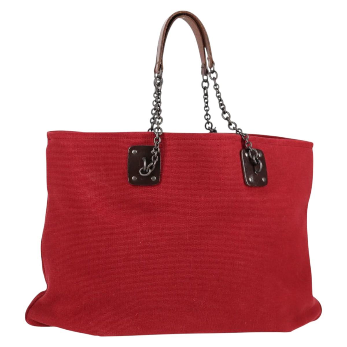 BOTTEGA VENETA Chain Tote Bag Canvas Black Auth 128658