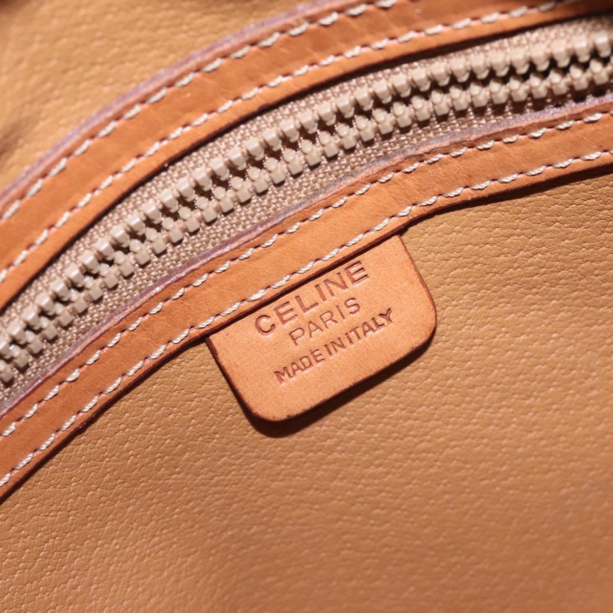 CELINE Macadam Canvas Shoulder Bag PVC Leather Brown Gold Auth 128661