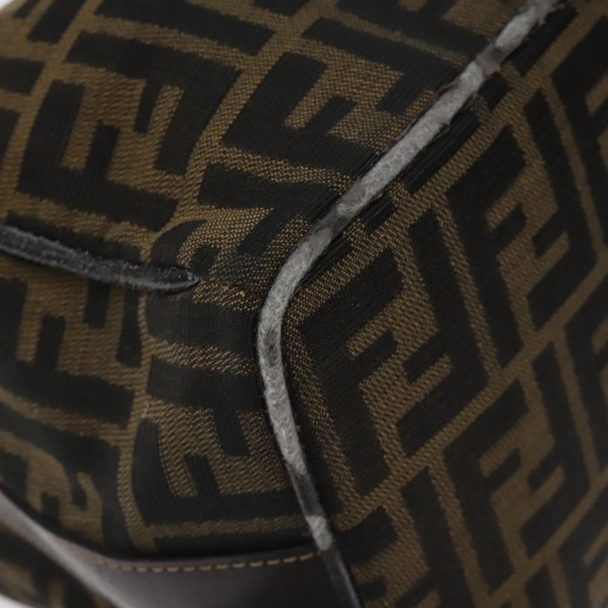 FENDI Zucca Canvas Hand Bag Black Brown Auth 128663