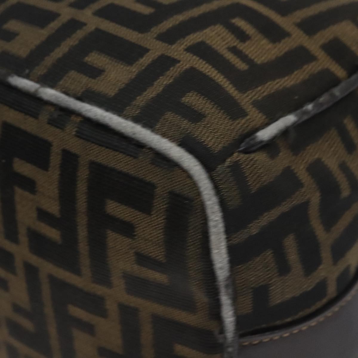 FENDI Zucca Canvas Hand Bag Black Brown Auth 128663