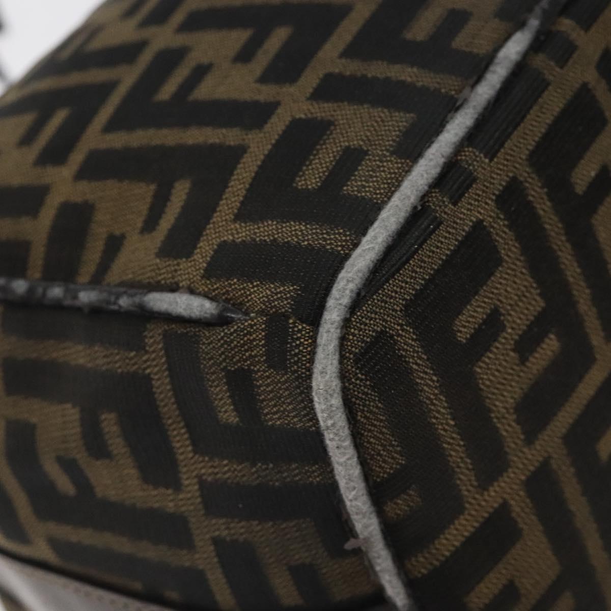 FENDI Zucca Canvas Hand Bag Black Brown Auth 128663