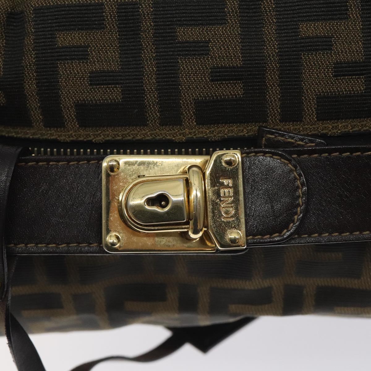 FENDI Zucca Canvas Hand Bag Black Brown Auth 128663