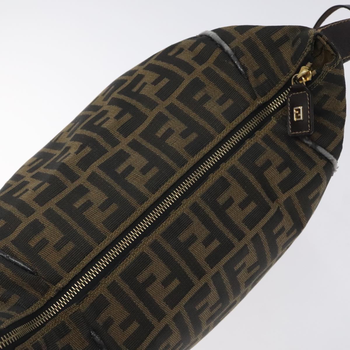 FENDI Zucca Canvas Hand Bag Black Brown Auth 128663
