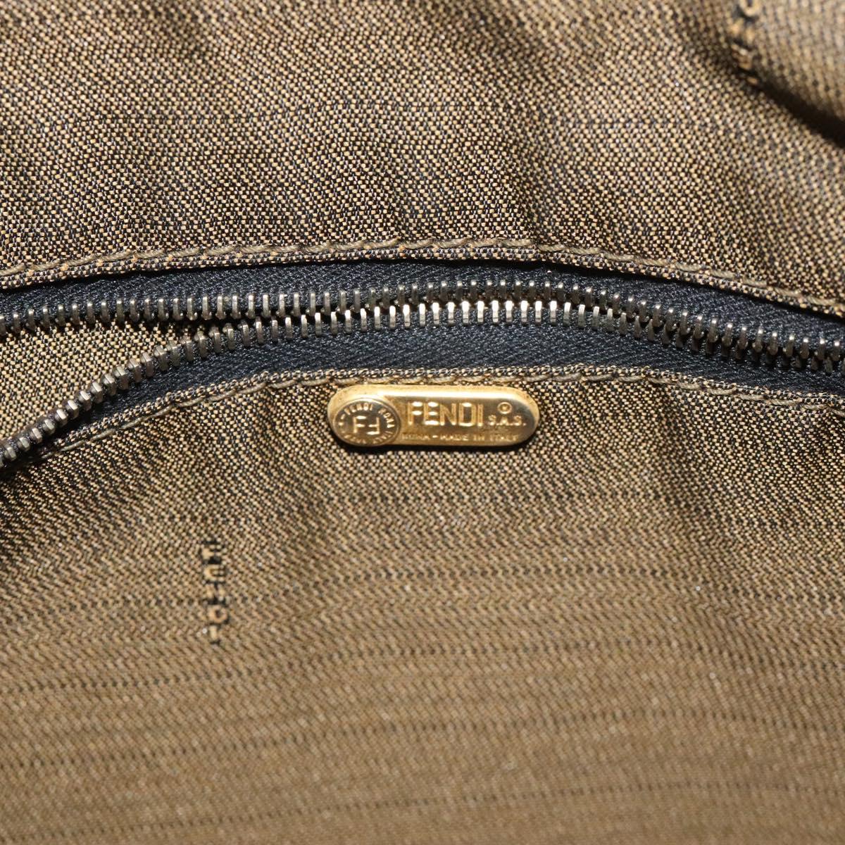 FENDI Zucca Canvas Hand Bag Black Brown Auth 128663