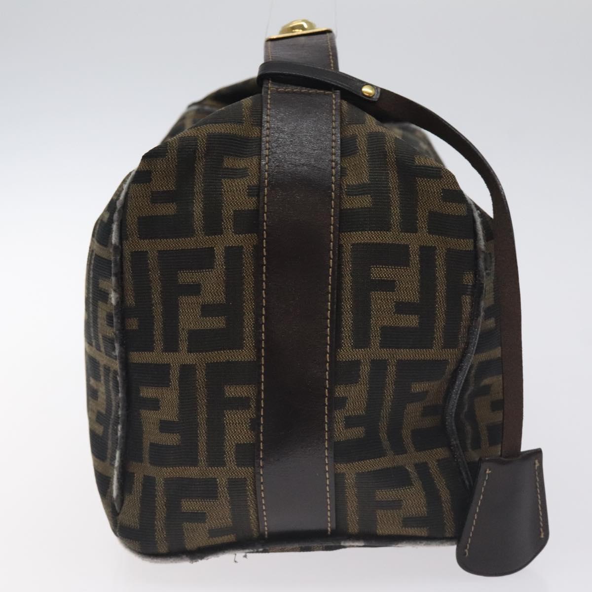 FENDI Zucca Canvas Hand Bag Black Brown Auth 128663