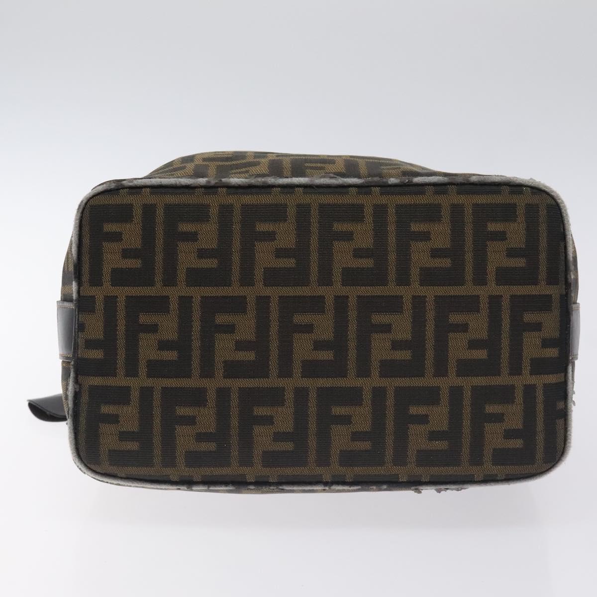 FENDI Zucca Canvas Hand Bag Black Brown Auth 128663