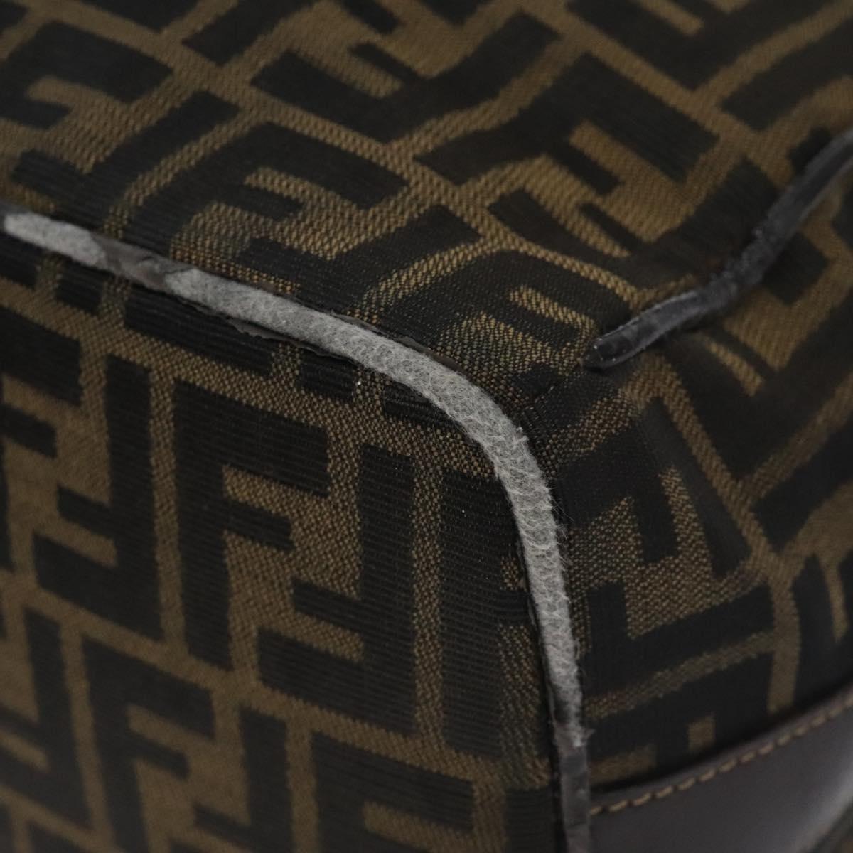 FENDI Zucca Canvas Hand Bag Black Brown Auth 128663