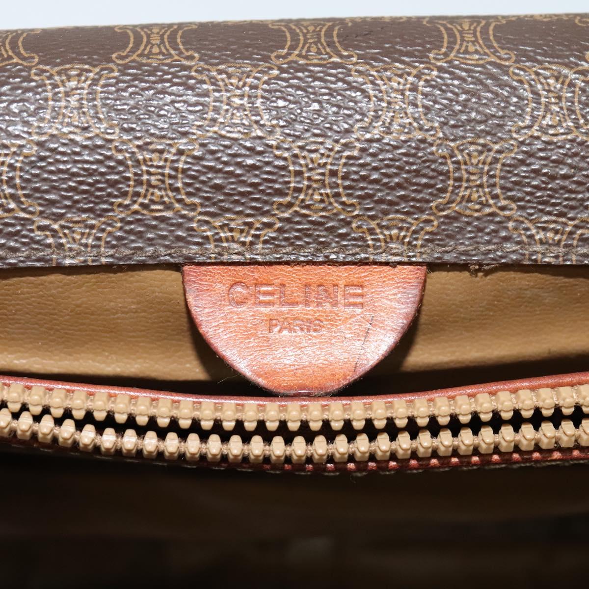 CELINE Macadam Canvas Shoulder Bag PVC Brown Gold Auth 128715