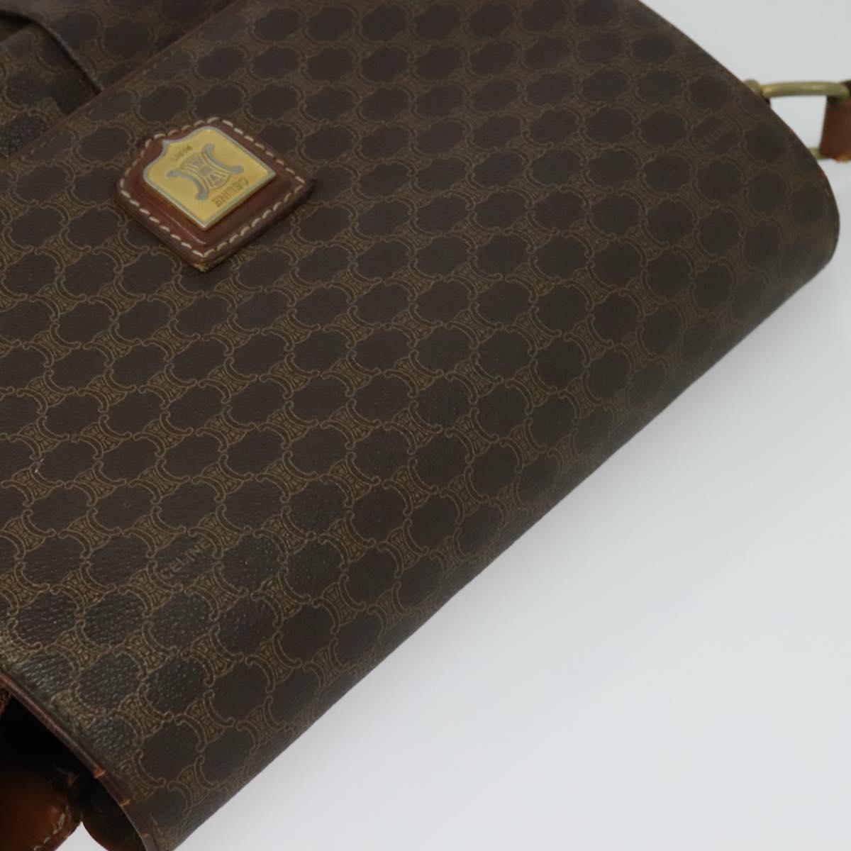 CELINE Macadam Canvas Shoulder Bag PVC Brown Gold Auth 128715