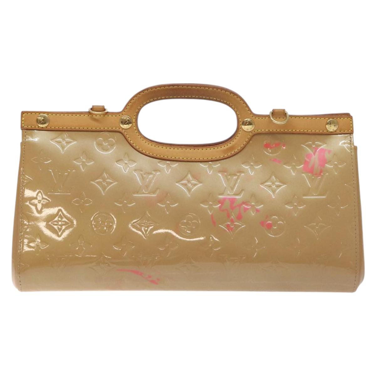 LOUIS VUITTON Monogram Vernis Roxbury Drive Hand Bag Noisette M91372 Auth 128732