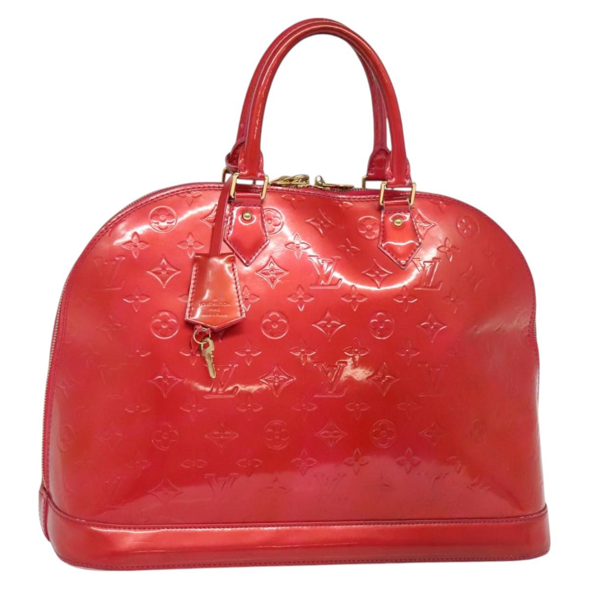 LOUIS VUITTON Monogram Vernis Alma GM Hand Bag Rose Pop M93625 LV Auth 128733
