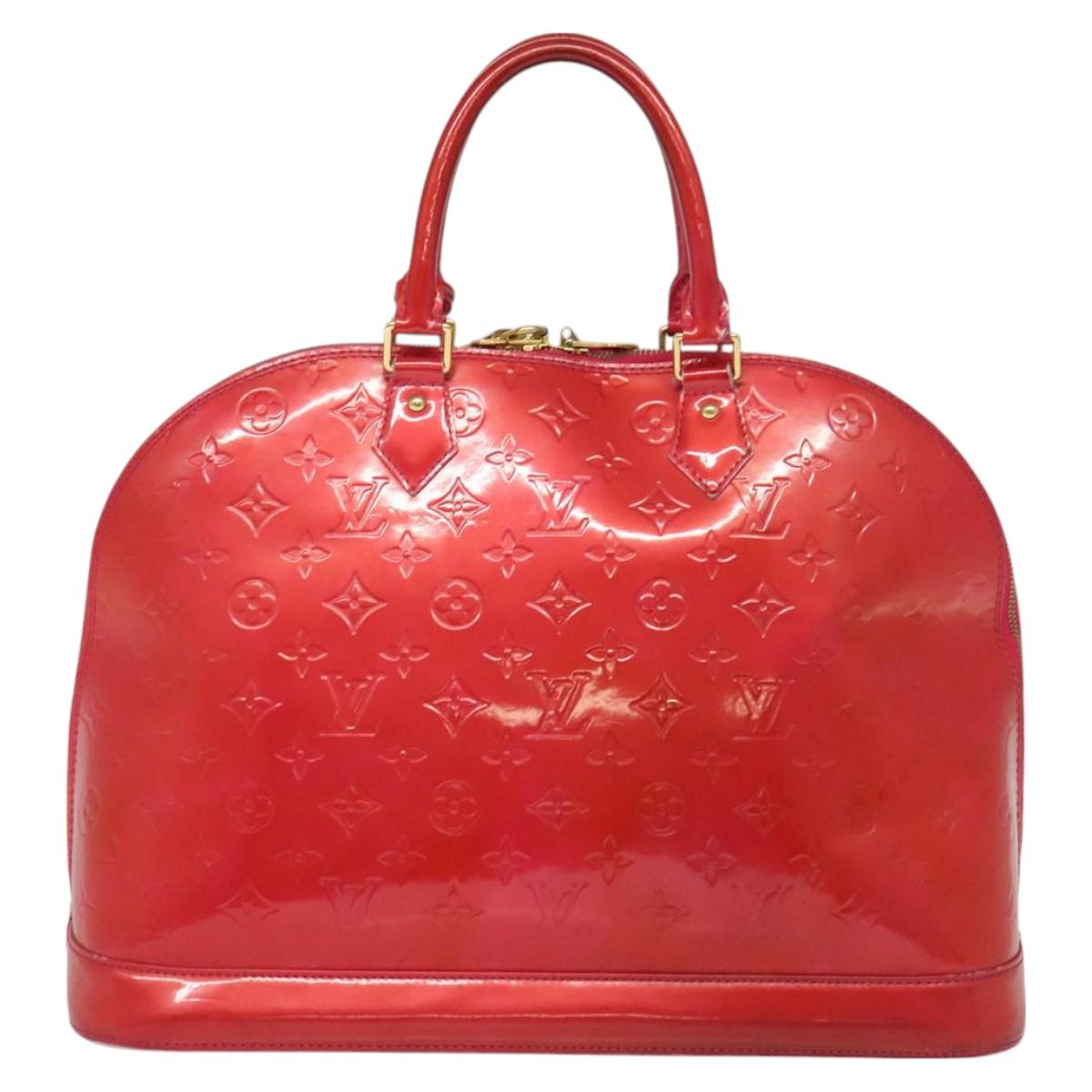 LOUIS VUITTON Monogram Vernis Alma GM Hand Bag Rose Pop M93625 LV Auth 128733