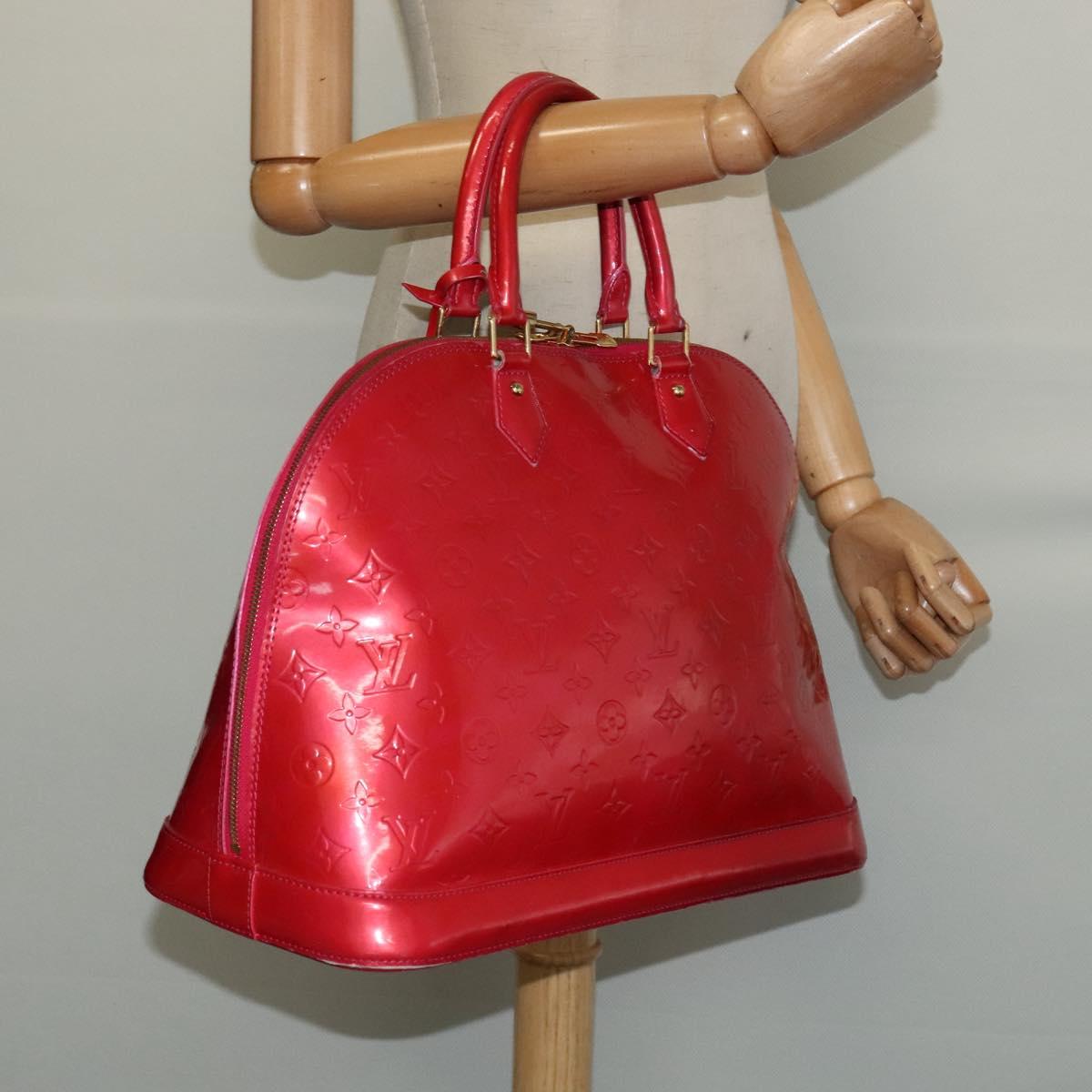 LOUIS VUITTON Monogram Vernis Alma GM Hand Bag Rose Pop M93625 LV Auth 128733