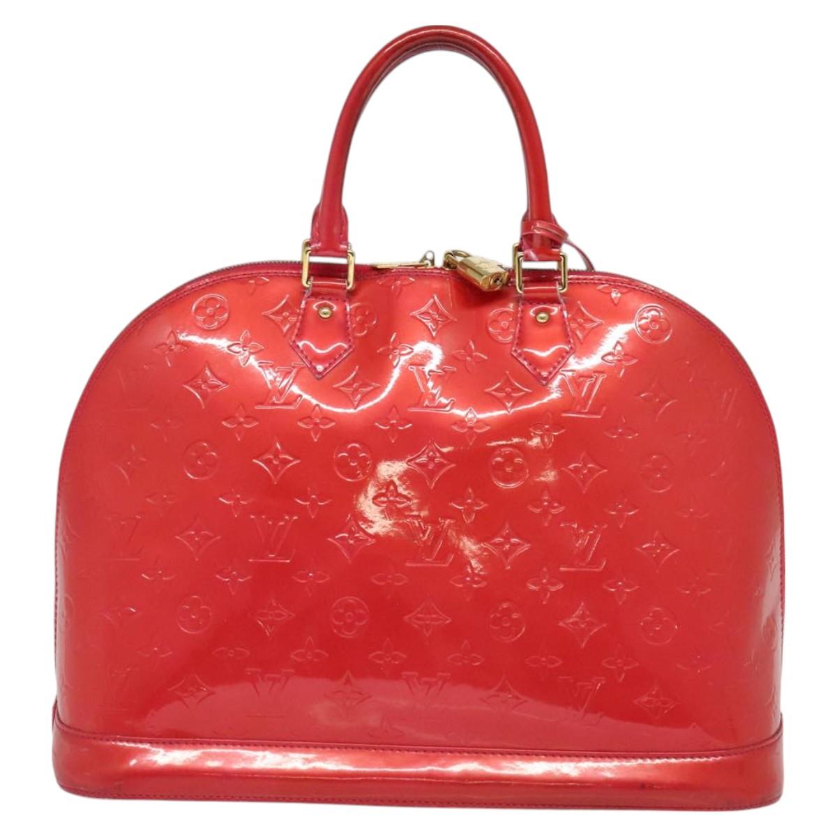 LOUIS VUITTON Monogram Vernis Alma GM Hand Bag Rose Pop M93625 LV Auth 128733