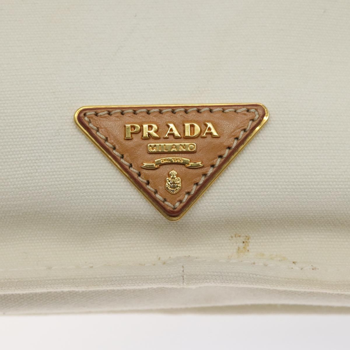 PRADA Shoulder Bag Canvas Silver Blue gold Auth 128734