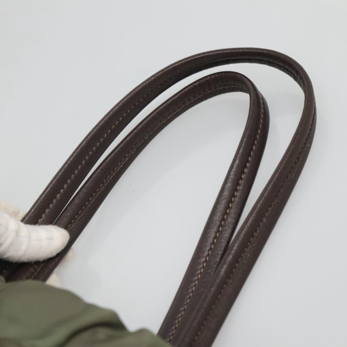 PRADA Tote Bag Nylon Green Gold Auth 128736