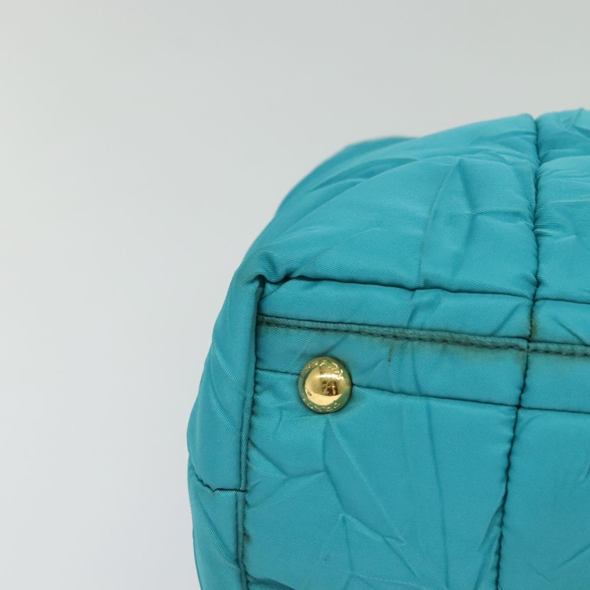 PRADA Hand Bag Nylon 2way Green Gold Auth 128737