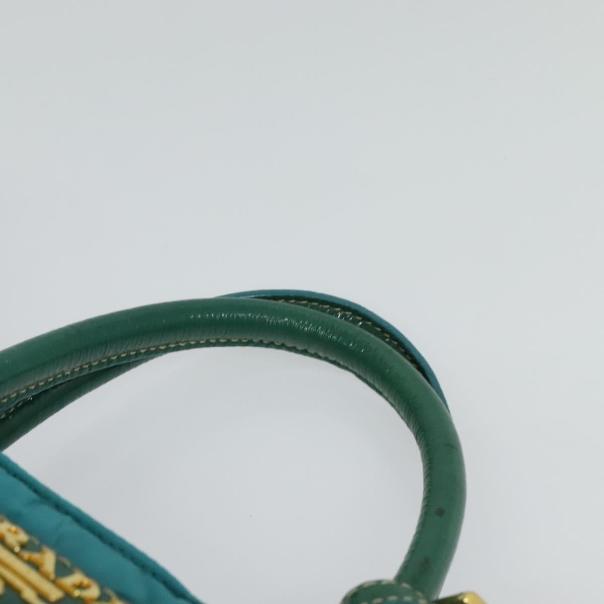 PRADA Hand Bag Nylon 2way Green Gold Auth 128737