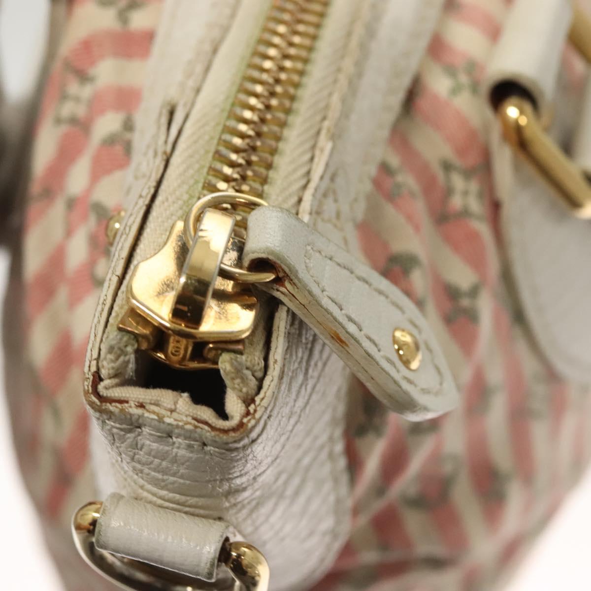 LOUIS VUITTON Mini Lin Croisette Marina PM Bag Pink White M95495 LV Auth 128756