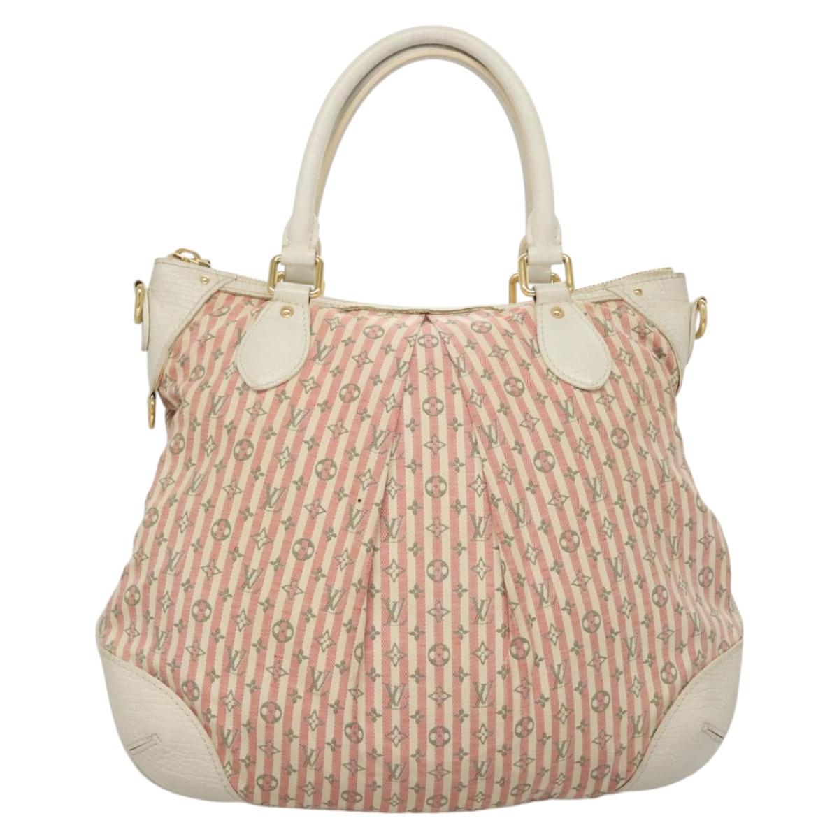 LOUIS VUITTON Mini Lin Croisette Marina PM Bag Pink White M95495 LV Auth 128756