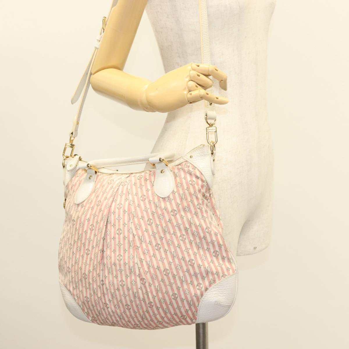 LOUIS VUITTON Mini Lin Croisette Marina PM Bag Pink White M95495 LV Auth 128756