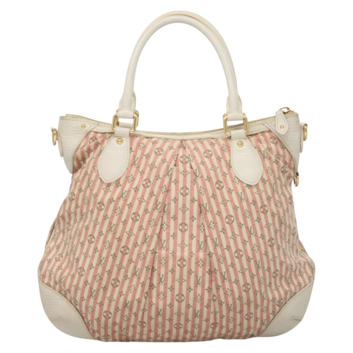 LOUIS VUITTON Mini Lin Croisette Marina PM Bag Pink White M95495 LV Auth 128756