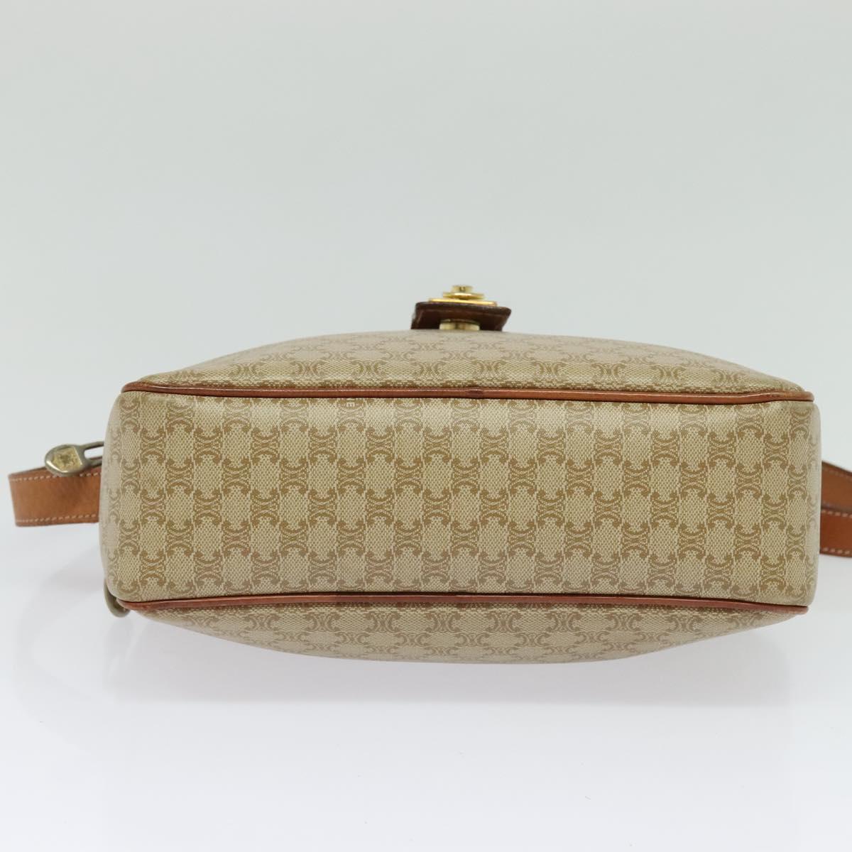 CELINE Macadam Canvas Shoulder Bag PVC Beige Gold Auth 128761