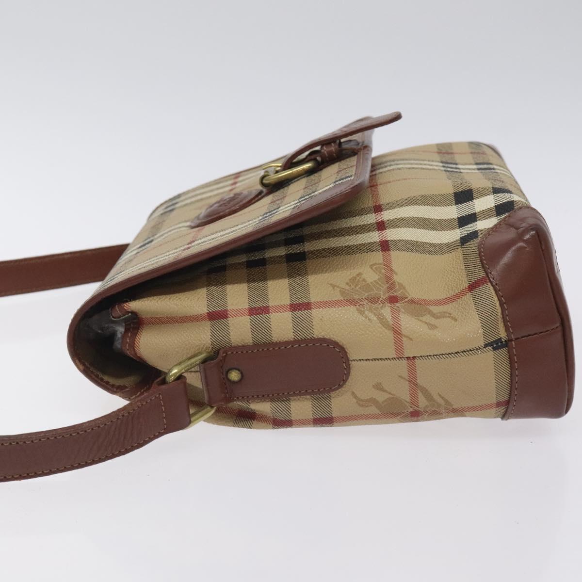 Burberrys Nova Check Shoulder Bag PVC Beige Gold Auth 128765