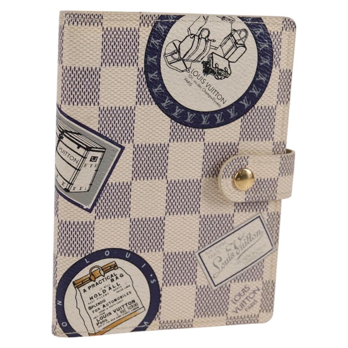 LOUIS VUITTON Damier Azur patch Agenda PM Day Planner Cover R20969 Auth 128794V