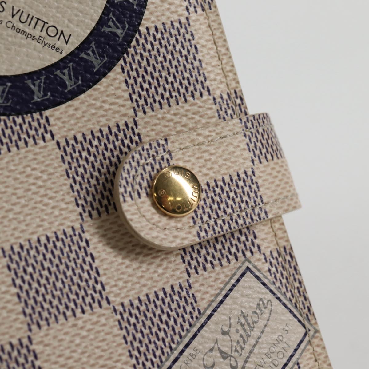 LOUIS VUITTON Damier Azur patch Agenda PM Day Planner Cover R20969 Auth 128794V