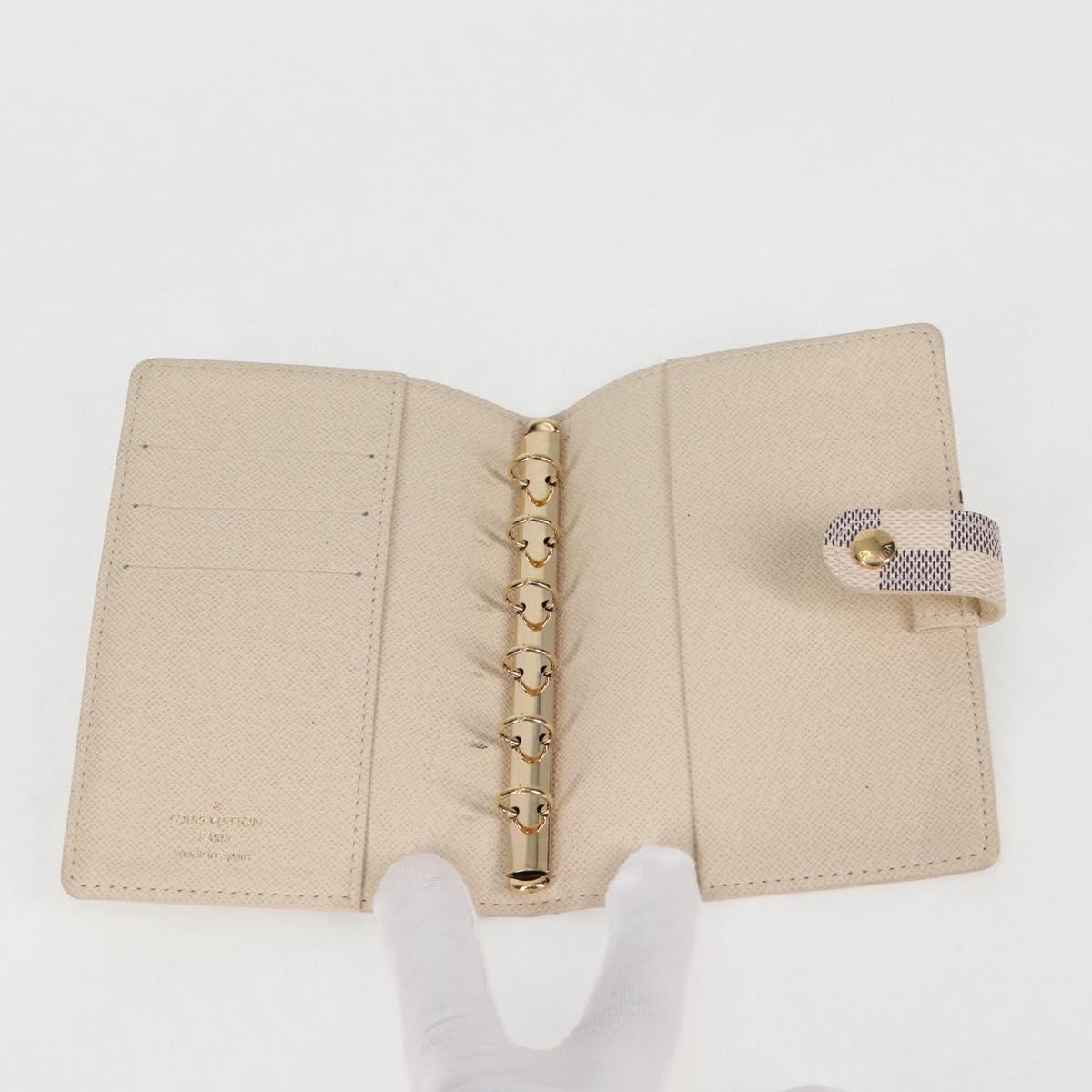 LOUIS VUITTON Damier Azur patch Agenda PM Day Planner Cover R20969 Auth 128794V