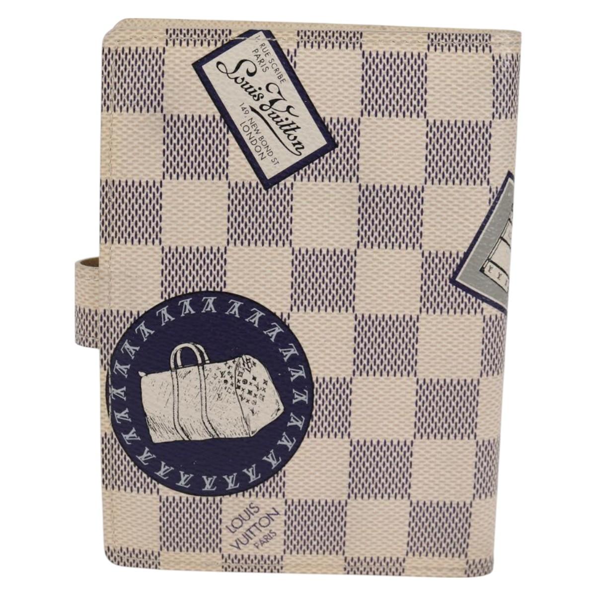 LOUIS VUITTON Damier Azur patch Agenda PM Day Planner Cover R20969 Auth 128794V