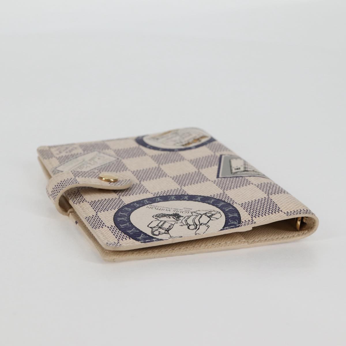 LOUIS VUITTON Damier Azur patch Agenda PM Day Planner Cover R20969 Auth 128794V