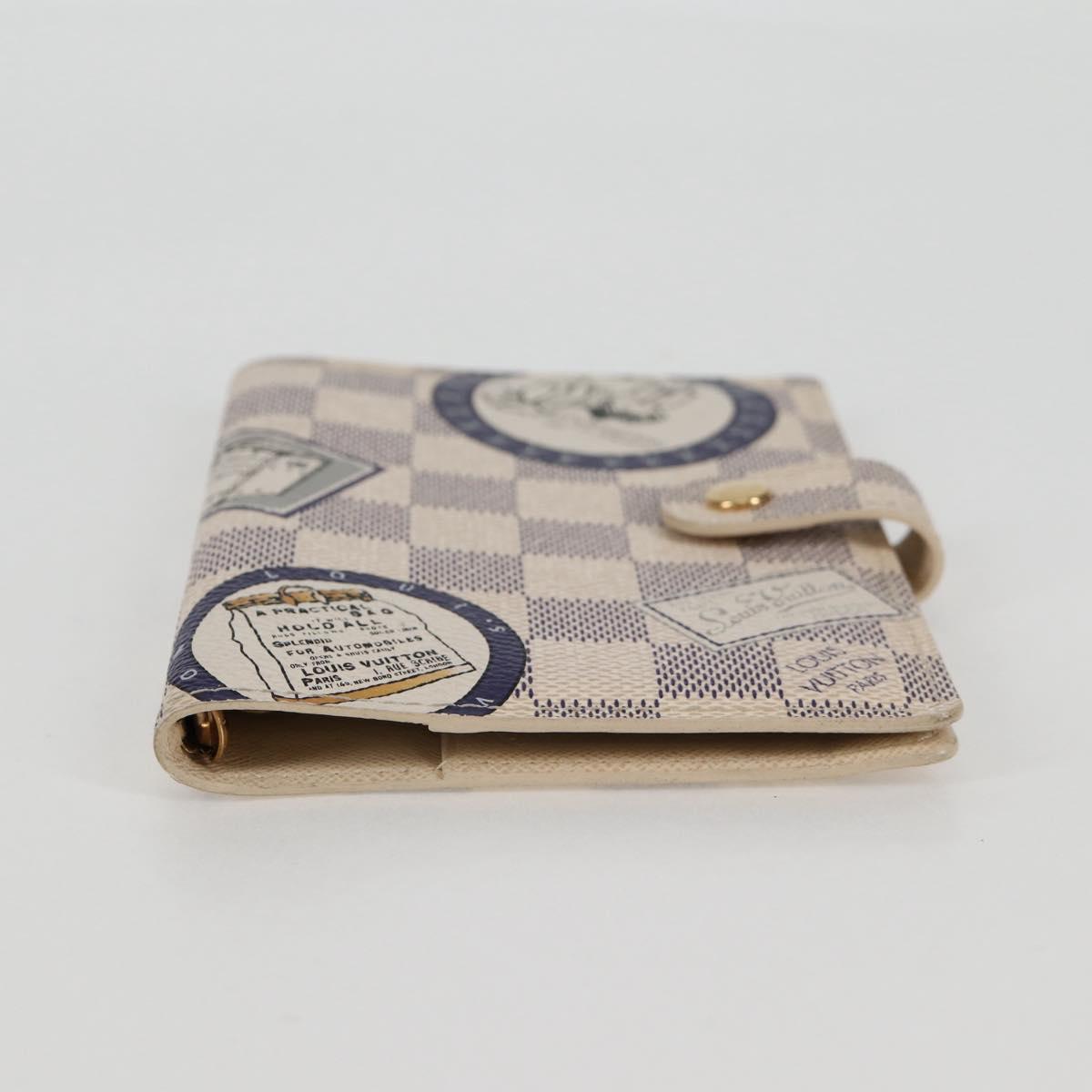LOUIS VUITTON Damier Azur patch Agenda PM Day Planner Cover R20969 Auth 128794V